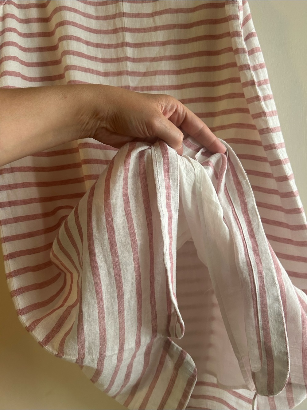 BeachLunchLounge Striped Sleeveless Linen Shift Dress - Pink/White - Picture 7 of 8